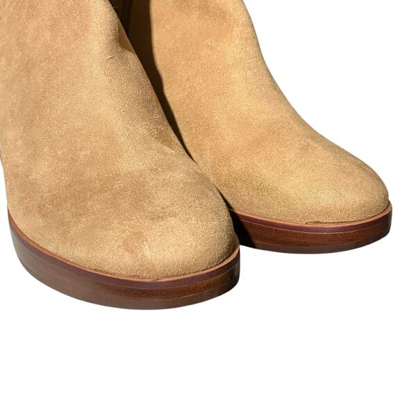J Crew Suede Block Heel Ankle Booties 7 Tan Brown Platform Boots - Picture 4 of 12